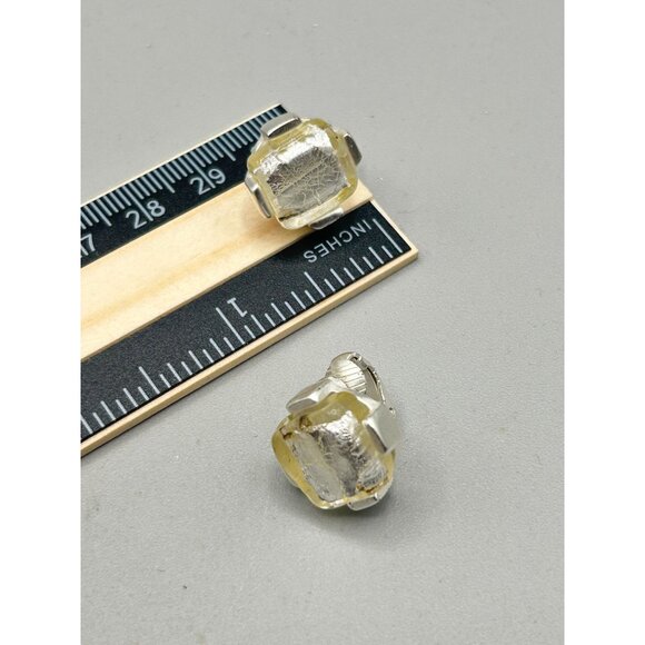 Petite Anne Klein Earrings AK Signed Silver Foiled Silver Tone Small Clip Ons - Picture 6 of 6